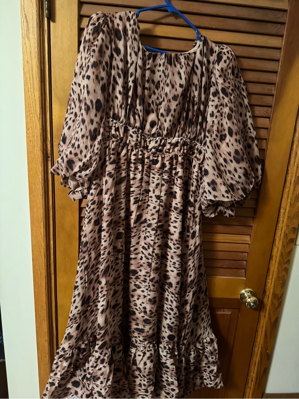 Leopard Print Puffy Maxi Dress